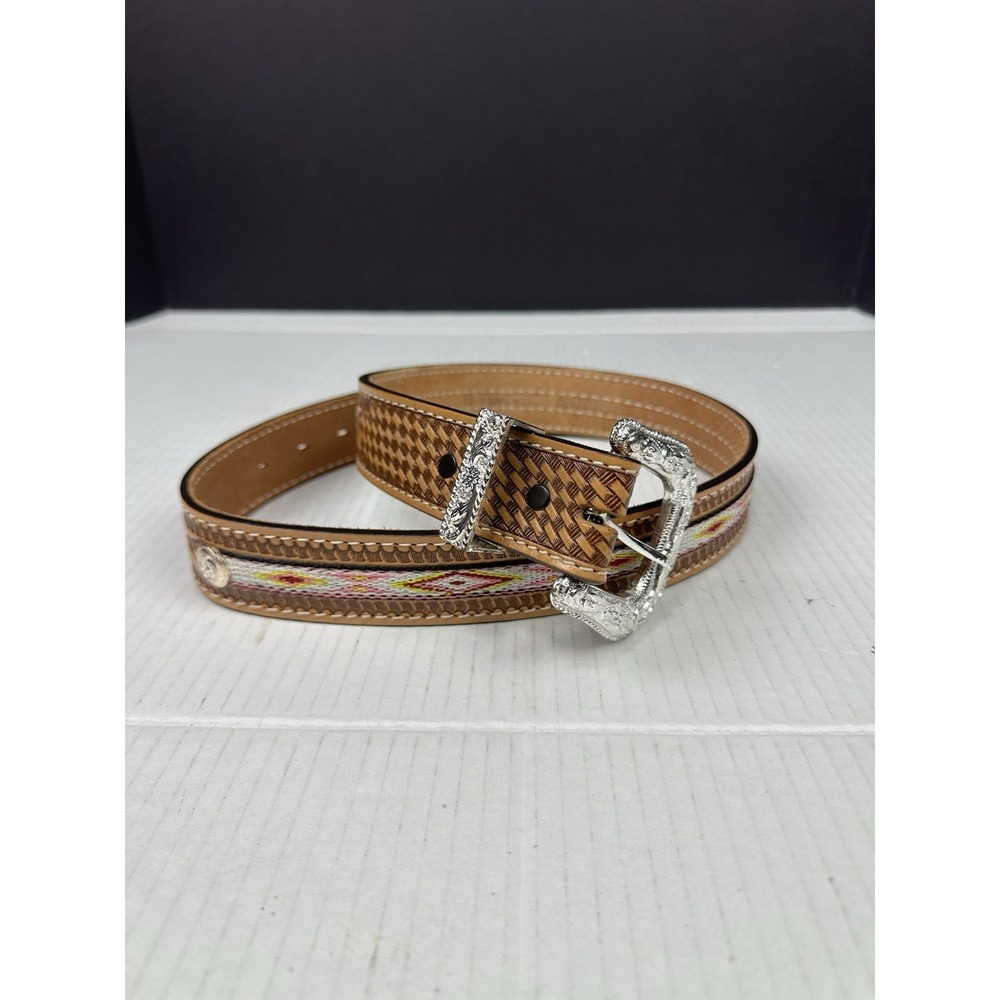 Tex Tan Unisex Belt Size 34 Brown Southwestern Concho Genuine Cowhide